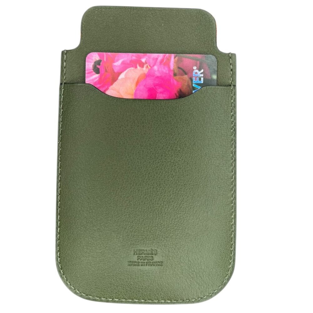 Hermes Swift Chevre Calfskin Olive Green Credit Card Drivers License Wallet
